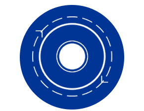 Icona con due cerchi concentrici e frecce che indicano un movimento circolare.
