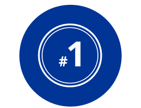 Cerchio blu con il simbolo “#1” bianco al centro.