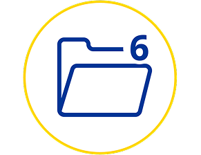 Icona di una cartella blu con il numero 6 nell’angolo superiore destro.