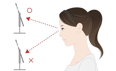 Correct head angle in front of the mirror for removing a contact lens