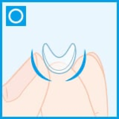 Step showing that a contact lens is on the correct side when its edges curve inward