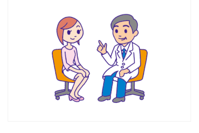 医師が患者にコンタクトレンズについて説明しているイラスト