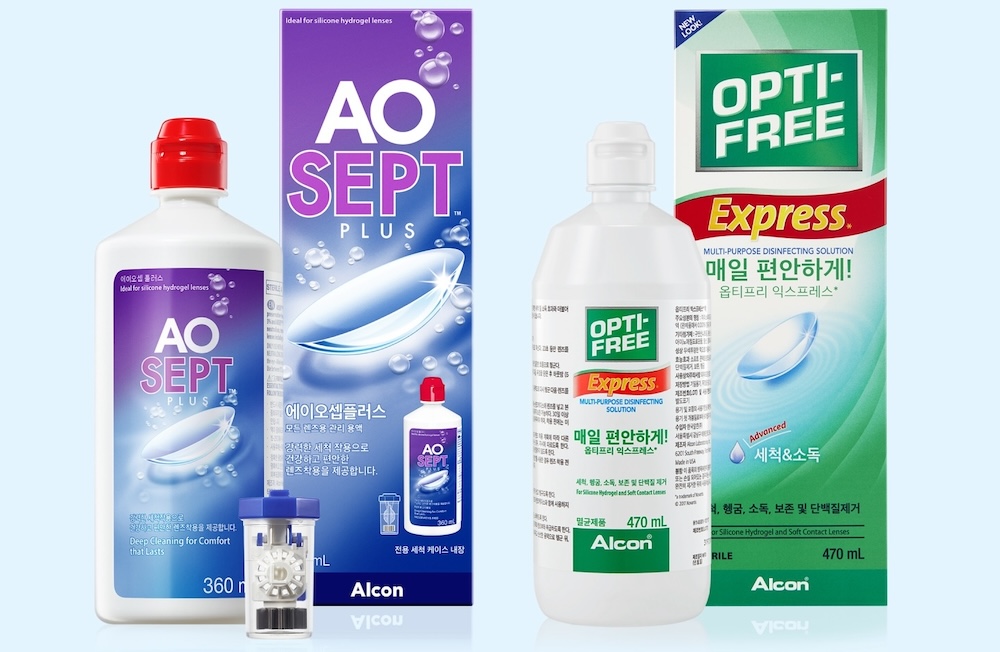 AO-SEPT and OPTI-FREE packshot