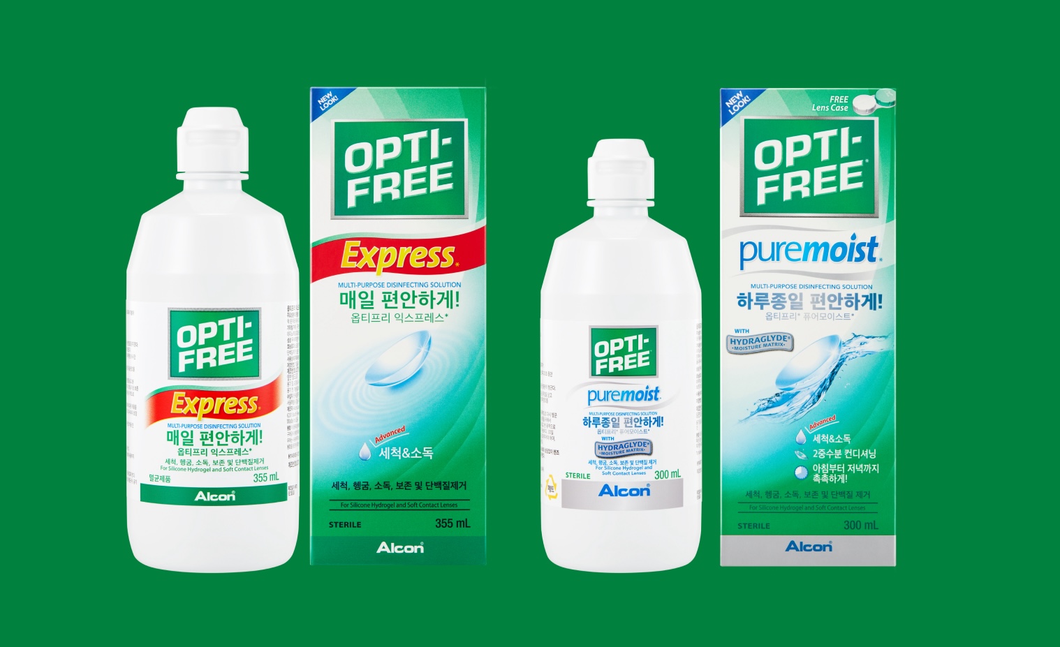 OPTI-FREE Puremoist and OPTI-FREE Express packshots