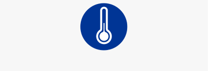 Icono azul de un termómetro.