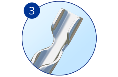 The third circular image of up-close sections of the Hydrus Microstent device.