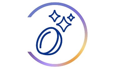 Icoon van een contactlens met glinsterende sterren