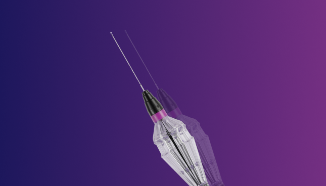 An image of the FINESSE REFLEX Handle. The device appears on a purple background. 