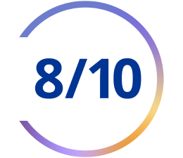 Gráfico com texto: 8 em cada 10