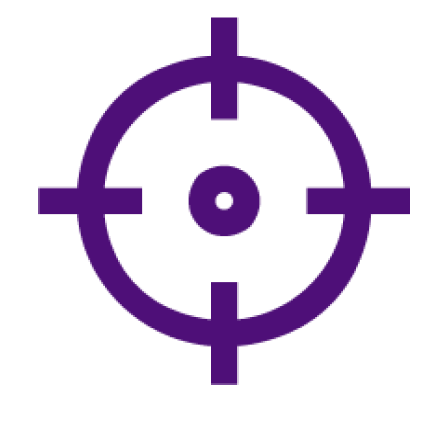 Pictogramă de culoare violet închis a unei ținte.  
