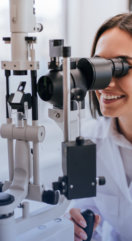 Woman testing eyes