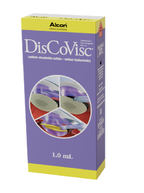 Alcon’s DisCoVisc product box. This product contains 1ml of DisCoVisc.
