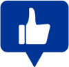 Blue icon of a thumbs up