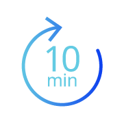 Icon that says 10 Min and has a circular arrow around it