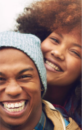 Happy couple wearing contact lenses