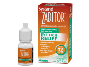 Systane Zaditor Eye Itch Antihistamine Eye Drops bottle and box