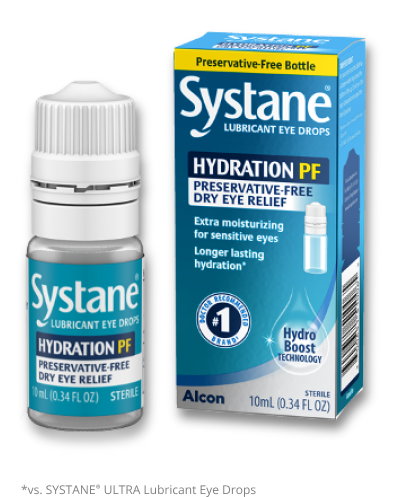 Systane Hydration Preservative-free multi-dose bottle and product box