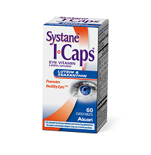 Systane Icaps Eye Vitamin Lutein and Zeaxanthin Formula coated tablets box