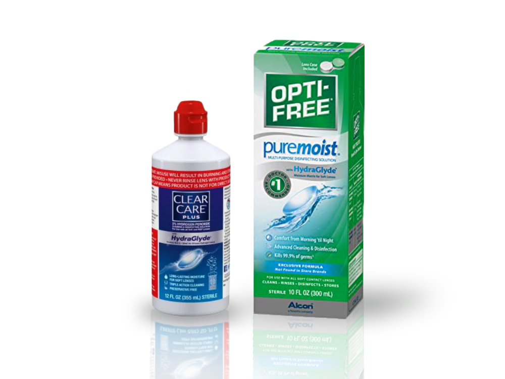 OPTI-FREE® Puremoist and CLEAR CARE® contact lens care solutions