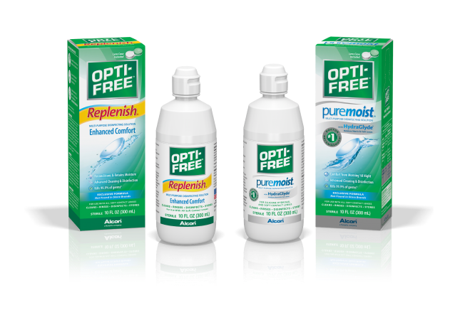 OPTI-FREE® Replenish and puremoist contact lens solutions
and rewetting drops