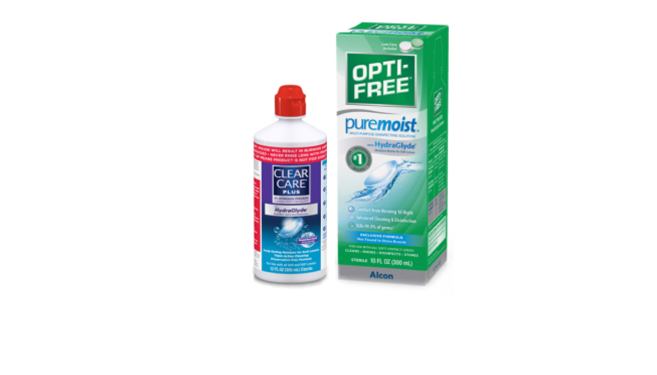 Recommend CLEAR CARE® PLUS and OPTI-FREE® Puremoist®