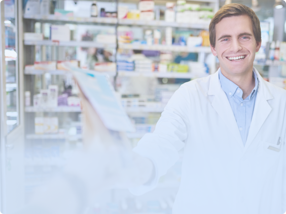 A doctor in a pharmacy