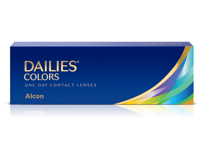 Dailies Colors daily color contact lenses product box by Alcon