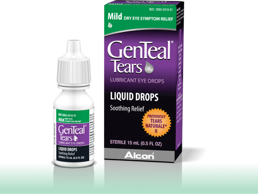 Multi-dose bottle and product box for GenTeal Tears Mild Dry Eye Symptom Relief Lubricant Eye Drops by Alcon