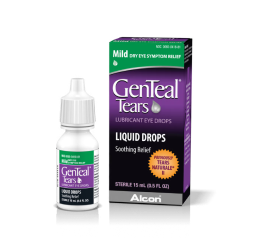 Multi-dose bottle and product box for GenTeal Tears Mild Dry Eye Symptom Relief Lubricant Eye Drops by Alcon