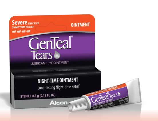 Product box and tube for GenTeal Tears Severe Dry Eye Symptom Relief Ointment by Alcon