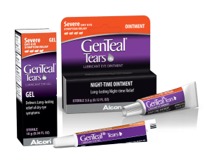 Product boxes and tubes for GenTeal Tears Severe Dry Eye Symptom Relief Gel and Ointment by Alcon