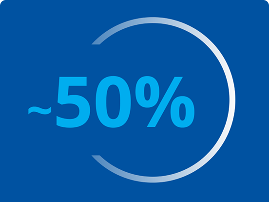 Graphic displaying "~50%"