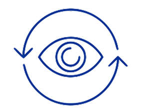 Blue eye icon in a circle