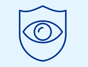 Blue eye icon in the shield