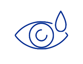 Blue eye icon with a drop