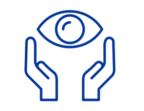  Blue eye icon with hands