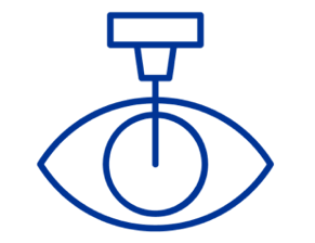Blue eye icon with syringe