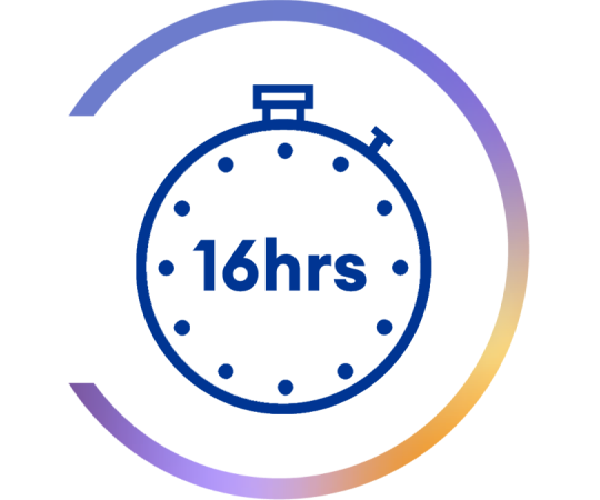 Icon of stopwatch in a colored unclosed circle