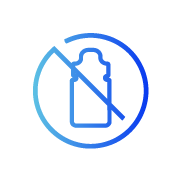 Icon with a medicine bottle and the no symbol around it