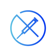 Icon with an injection symbol and the NO symbol around it