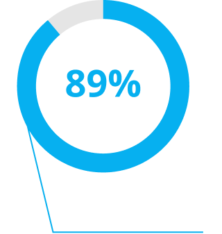 Pie chart image, 89% percentages and description