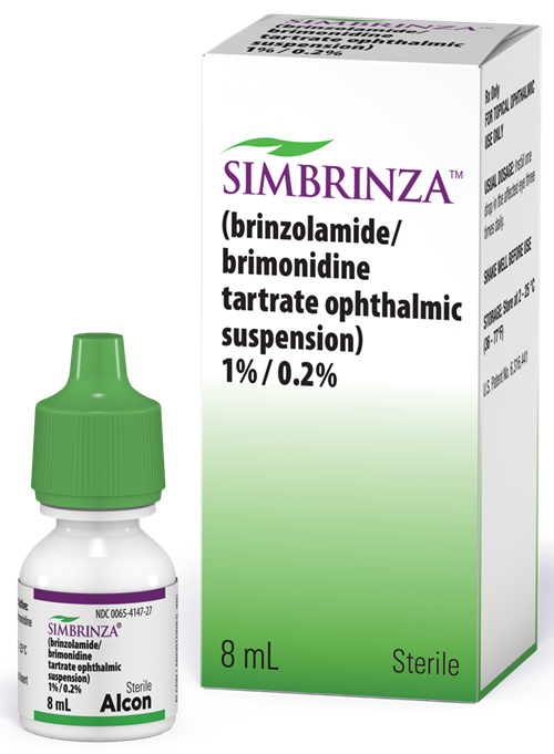 Simbrinza Box with bottle to the left