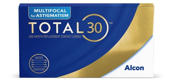 product box for TOTAL30 MULTIFOCAL FOR ASTIGMATISM monthly color contact lenses by Alcon