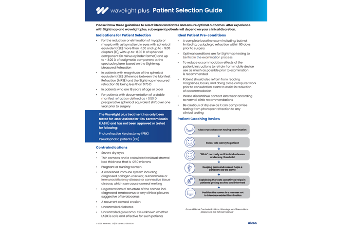 Wavelight plus Patient Selection Guide