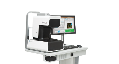 Biometro ARGOS® with Alcon’s image-guided system, displayed on a workstation with an integrated monitor showing ocular measurement data.