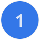 Blue circle with the number 1 in white