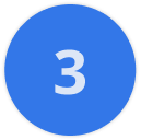 Blue circle with the number 3 in white