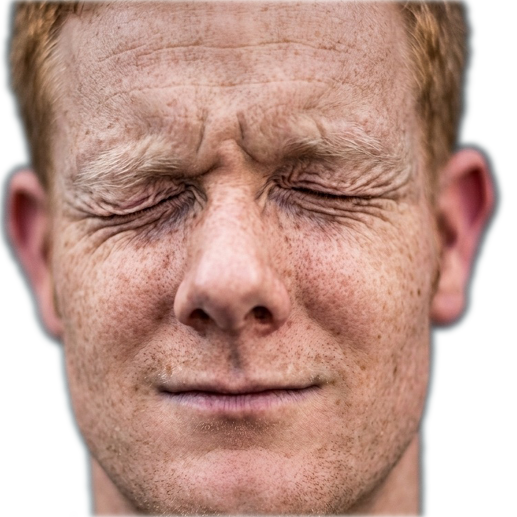 A man tightly closing his eyes