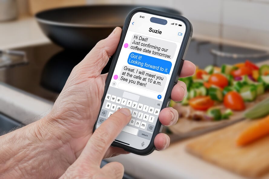 smiling woman with a camera