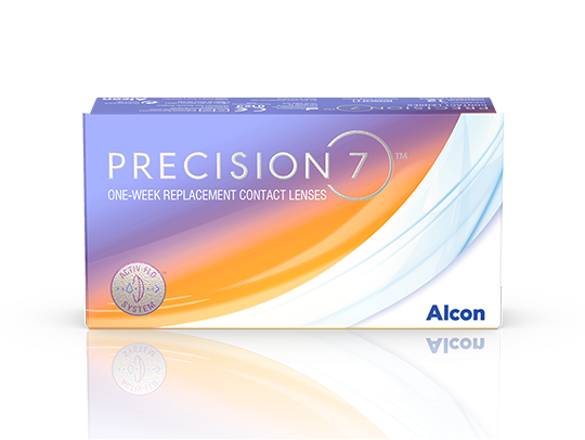 product boxes for Precision7 sphere and for Astigmatism weekly contact lenses by Alcon